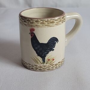 Vintage Enesco Isabelle de Borchgrave 1999 Black & Gray Rooster Mug